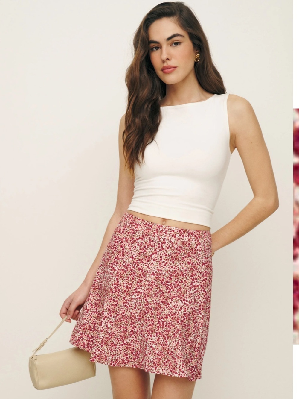 BNWT REFORMATION Floral Print Flounce Miniskirt in La Vie En Rose
